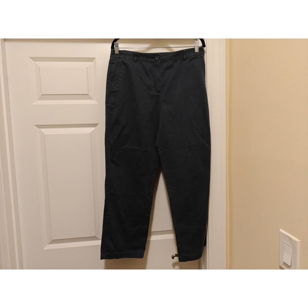 LL Bean Classic Fit Chino Pants Womens‎ 12 Petite Navy Blue Cotton Twill 299969